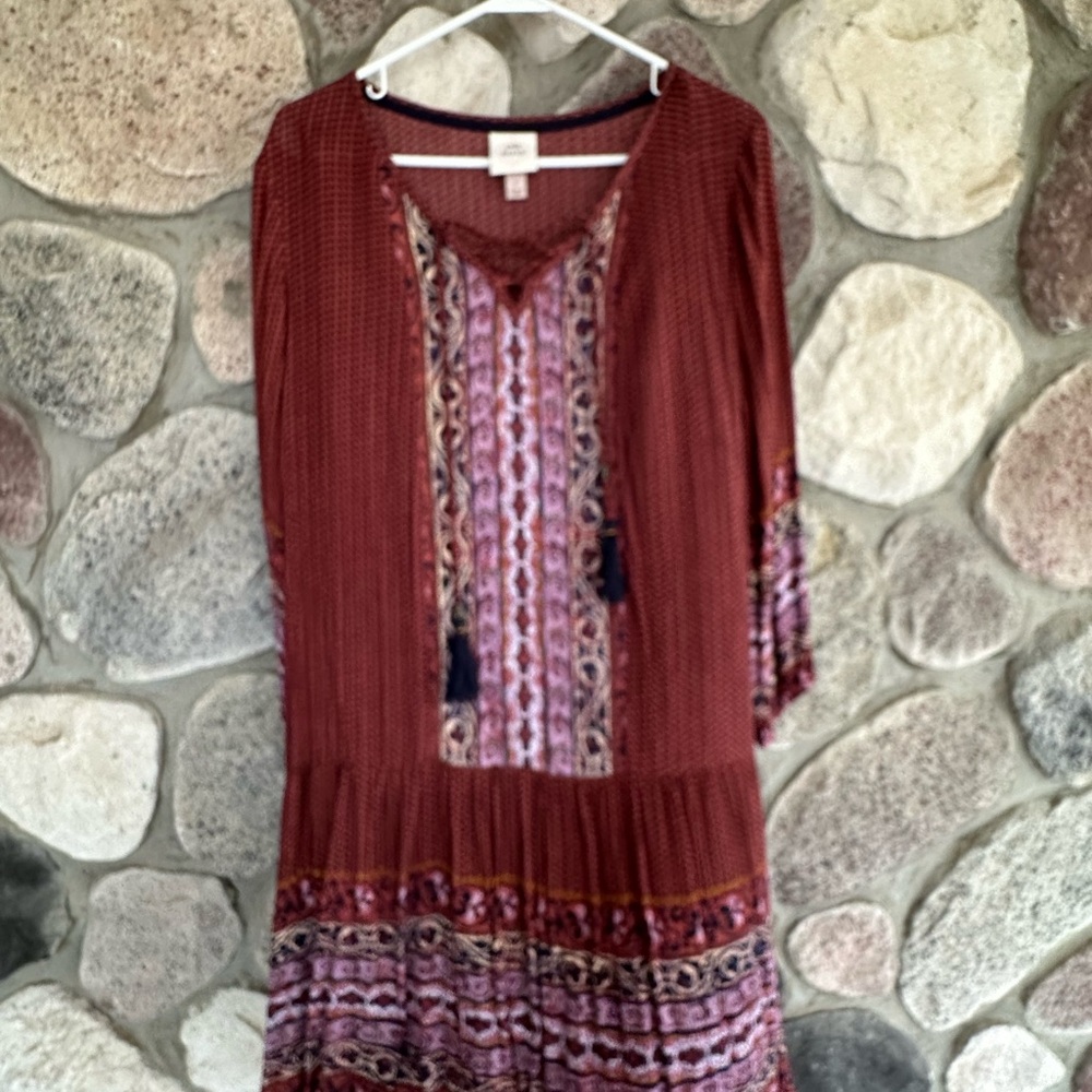 Knox Rose Burgundy and Purple Patterned Top